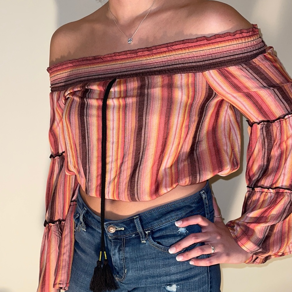 boho crop top with flared sleeves
